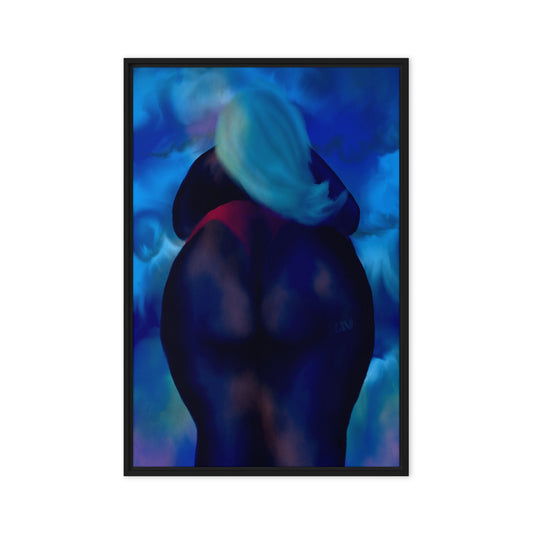 Back shot in Blue Framed canvas