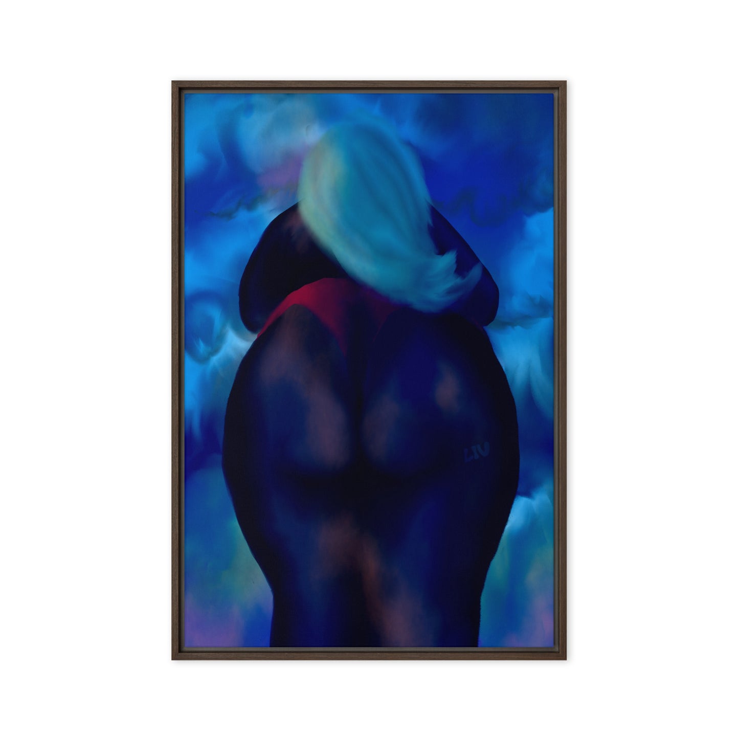 Back shot in Blue Framed canvas