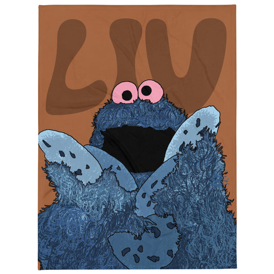 Blue Cookies Monster Throw Blanket