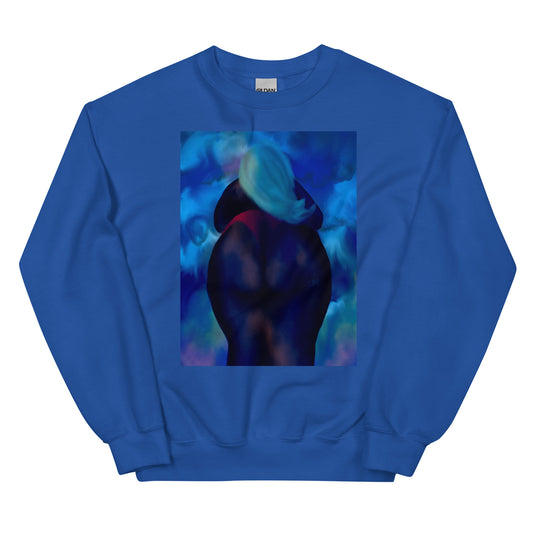 Back Shot in Blue Unisex Sweatshirt